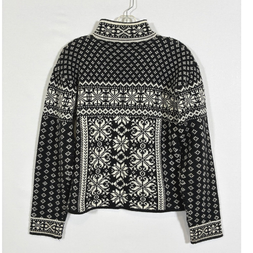 Obermeyer Signature Mimi Womens L Black White Fair Isle Wool Blend Quarter Zip - Picture 8 of 11